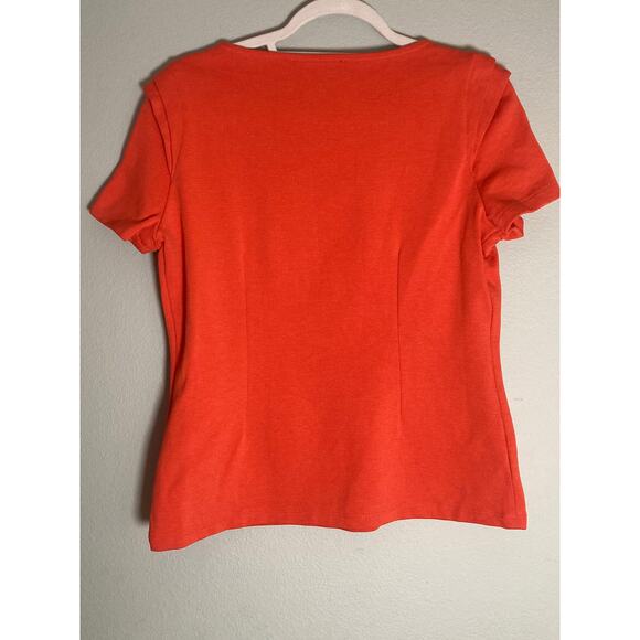 Zara Bright Orange Short Sleeve Top ~ Stretch & Shoulder Detail ~ Size L - Picture 6 of 6